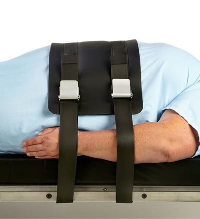 bariatric patient on surgical table with bariatric safety strap