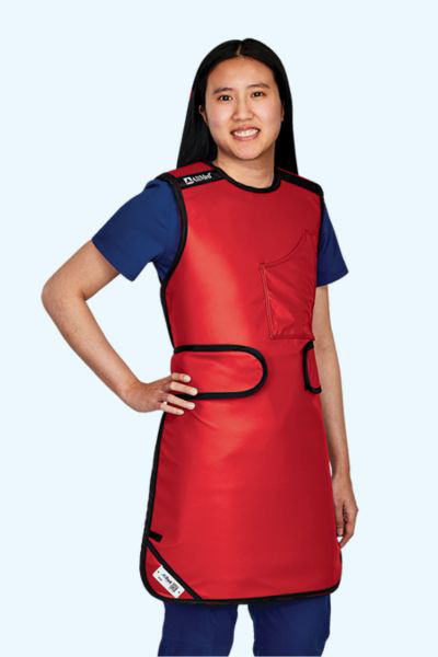 woman wearing AliMed lead apron weight