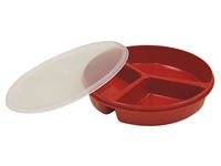 Redware Partitioned Scoop Dish with Lid
