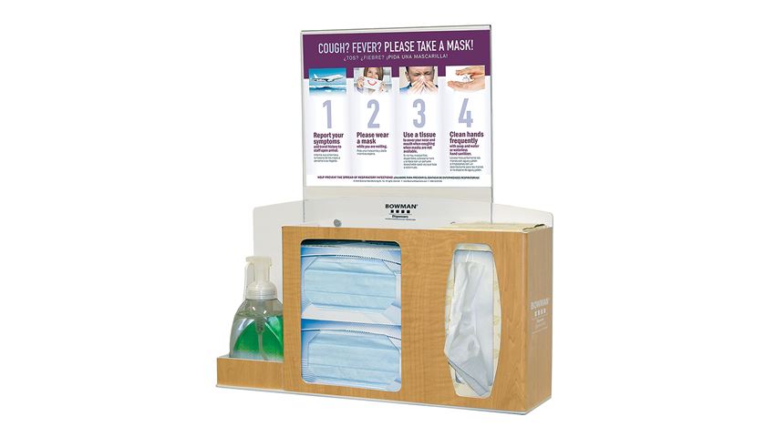 Bowman® Cover Your Cough Compliance Kit, Counter/Wall, Sanitizer Holder, Horiz. Sign