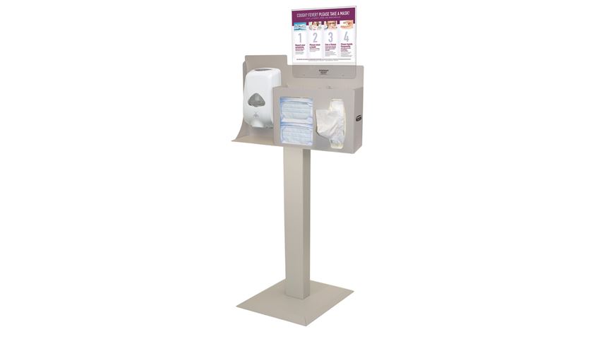 Bowman® Cover Your Cough Compliance Kit, Stand, Hand Sanitizer Dispenser, Horizontal Sign
