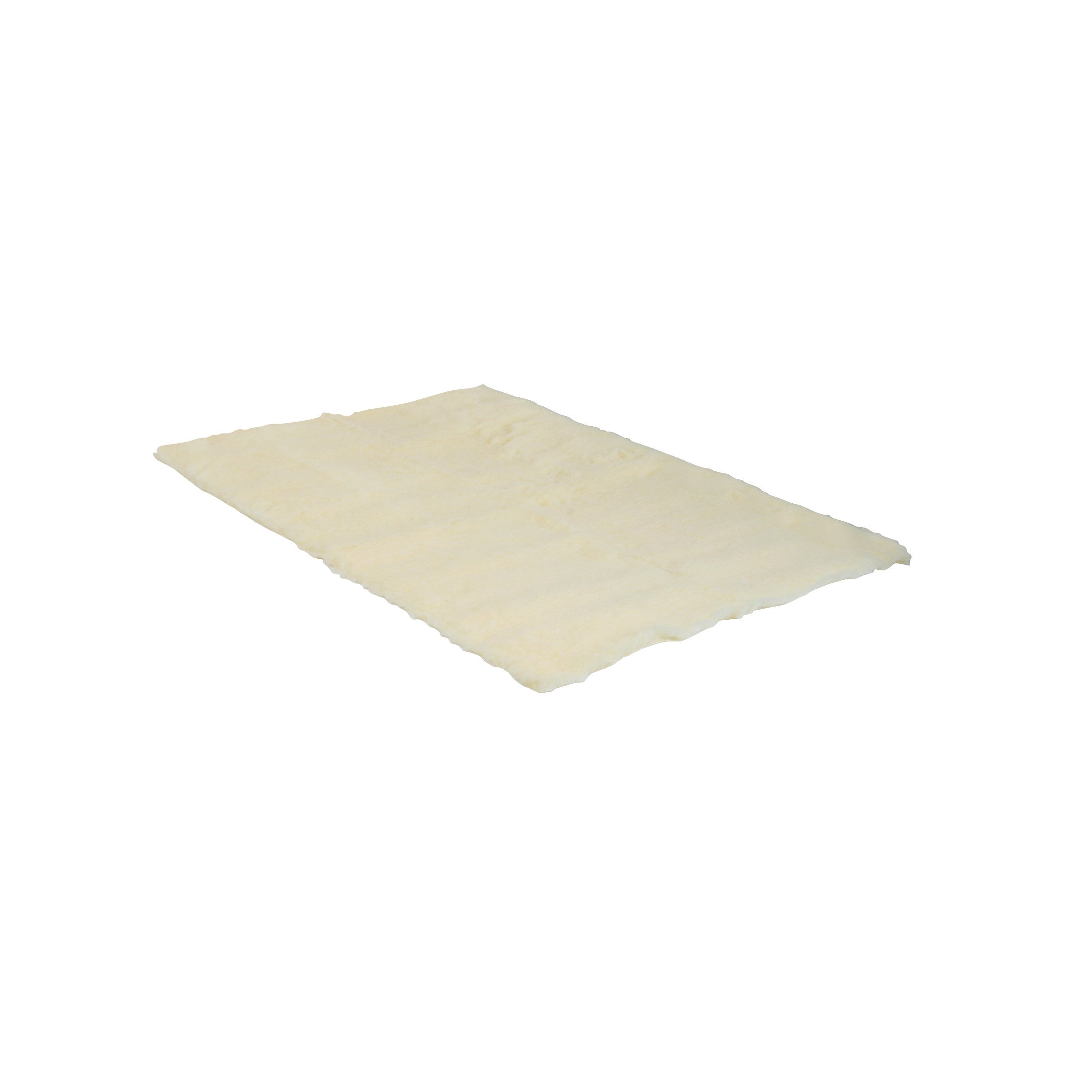 The SkiL-Care Synthetic Sheepskin Pad is a rectangular, soft, and cream-colored pad used for added comfort and pressure relief.