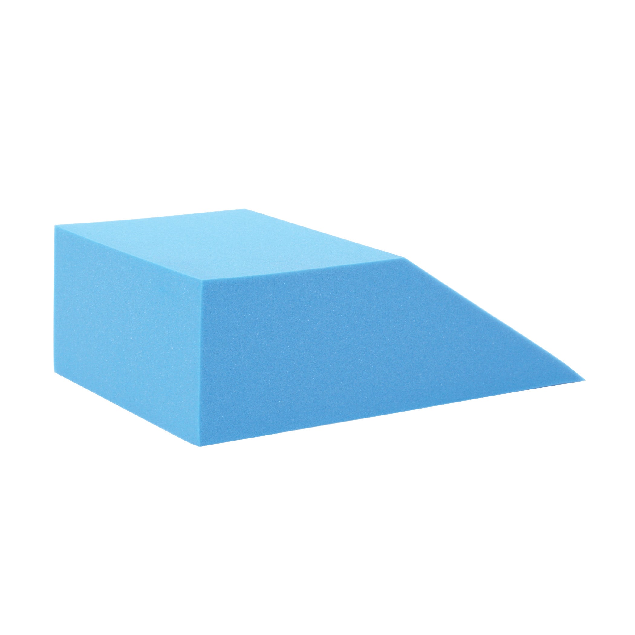 AliMed Uncovered Foam Bed Wedge, blue and wedge-shaped, designed to support the body in various reclining positions.