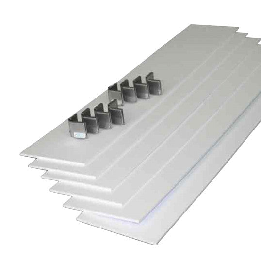 Waterloo Healthcare Steel Medical Cart Accessory: Cut & Clip Drawer Divider System with metal clips and rectangular dividers.