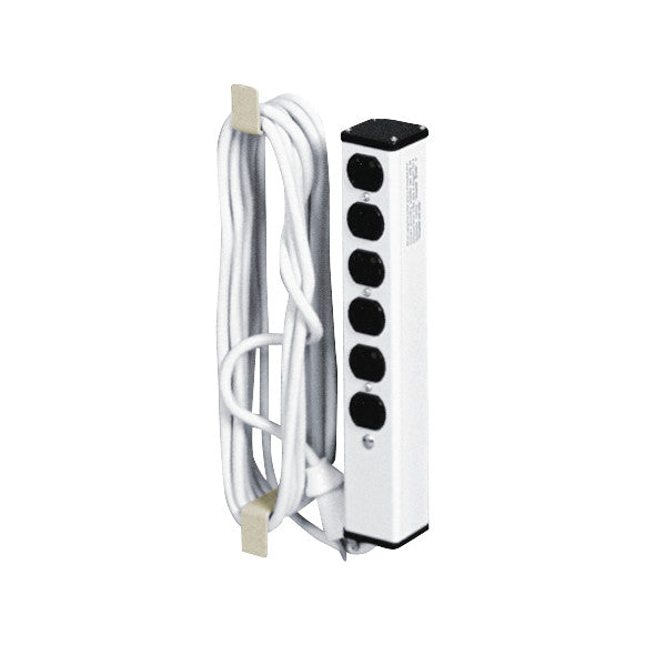 Harloff Mini Cart Accessory: Cord Wrap for Electrical Outlet, featuring a coiled white cord and multiple black outlets.