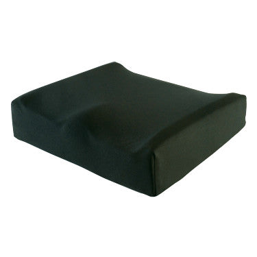 Black AliMed Elite Anti-Thrust Gel Wheelchair Cushion with a contoured surface for comfort and stability.