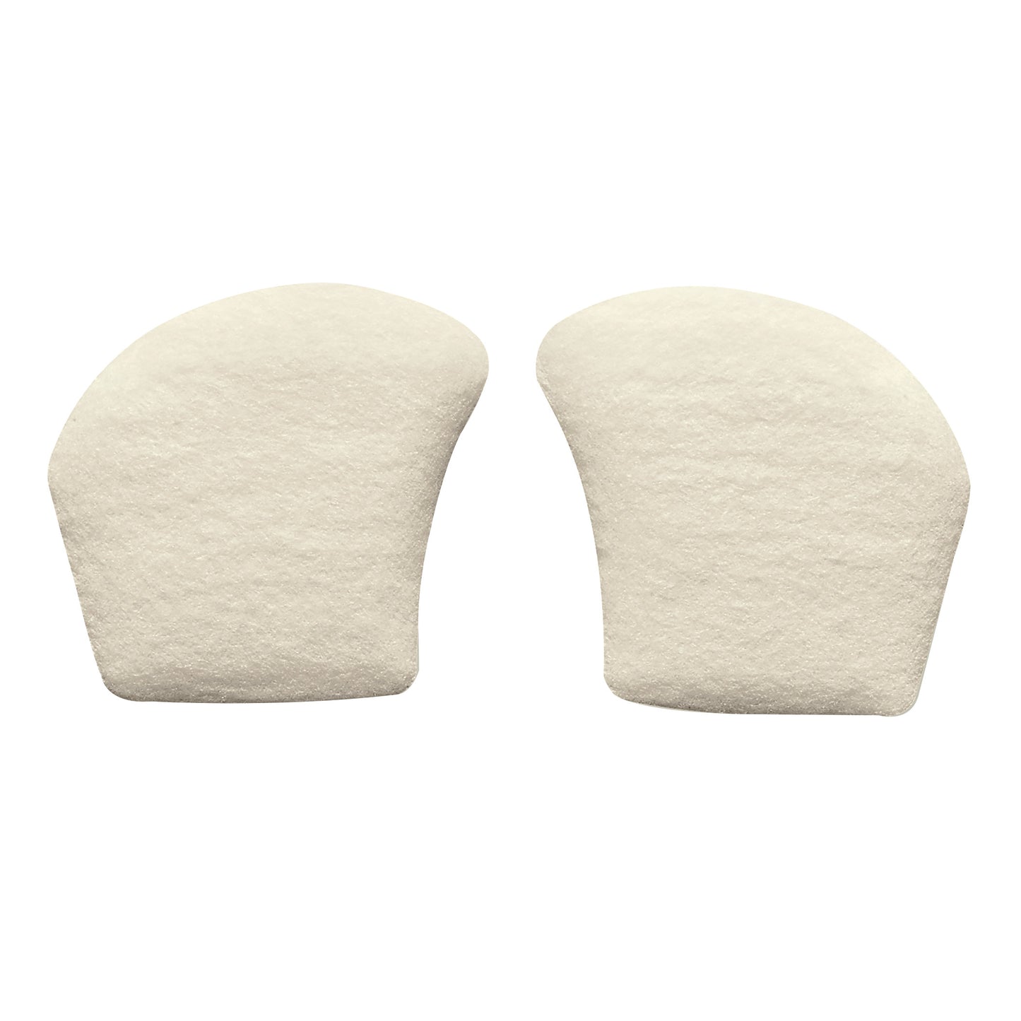 Two Hapad Metatarsal Bar pads are shown side by side, featuring a soft, cushioned texture in a light beige color.