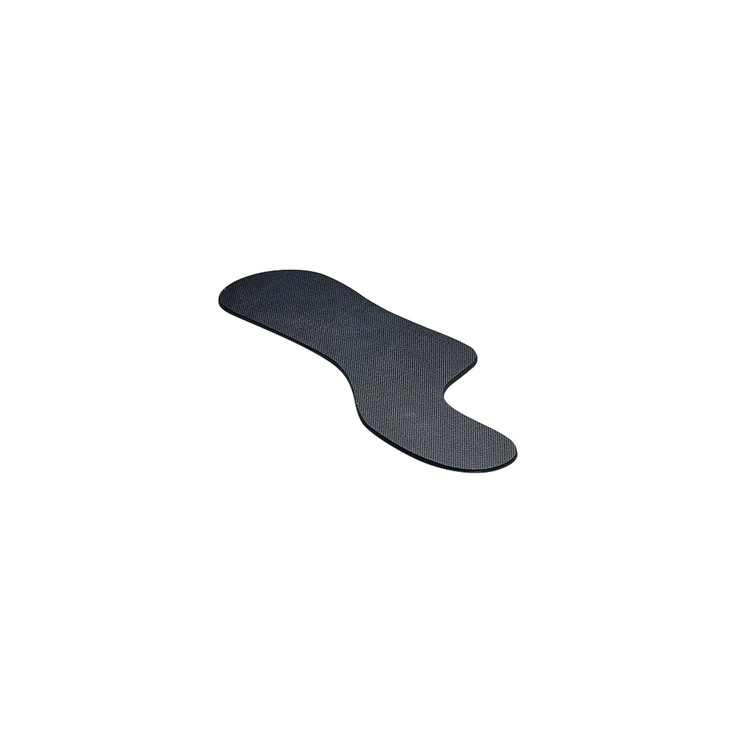 The Carboplast Thermoplastic Flat Morton's Toe Plate is a black, contoured insole designed for foot support and alignment.