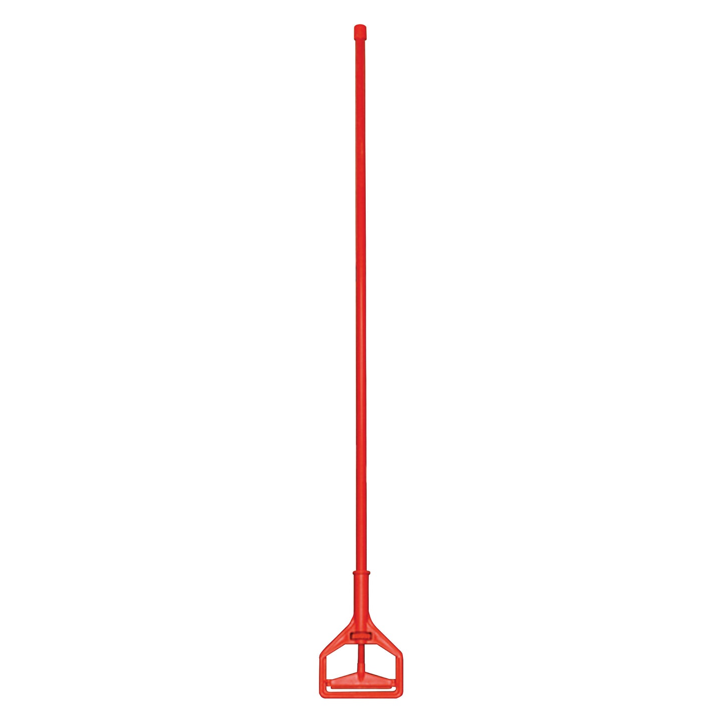 Red "Mop Holder with Handle" for MRI Custodial Cart shown. It has a long handle with a triangular base.