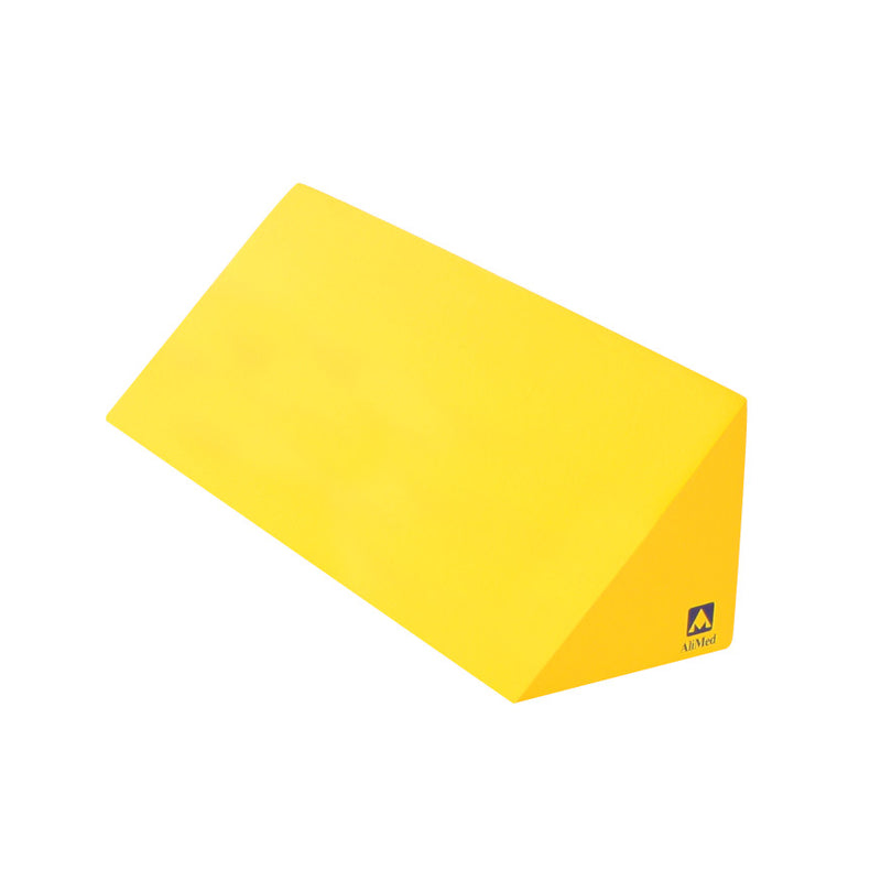 A yellow AliMed Protecta-Coat 45 Degree Wedge Positioner with a small logo on its side, designed for therapeutic use.