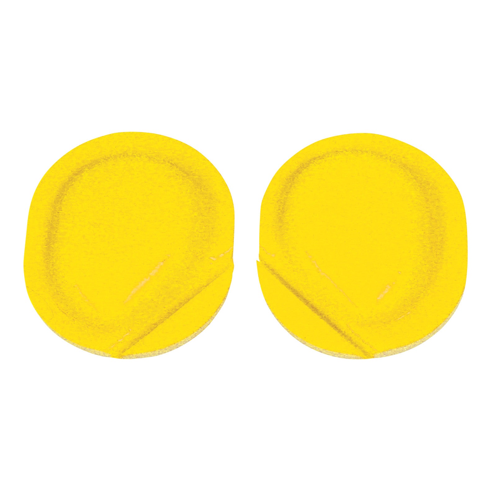 Two yellow Neonatal Noise Guard earplugs with a slightly oval shape, designed for infants.