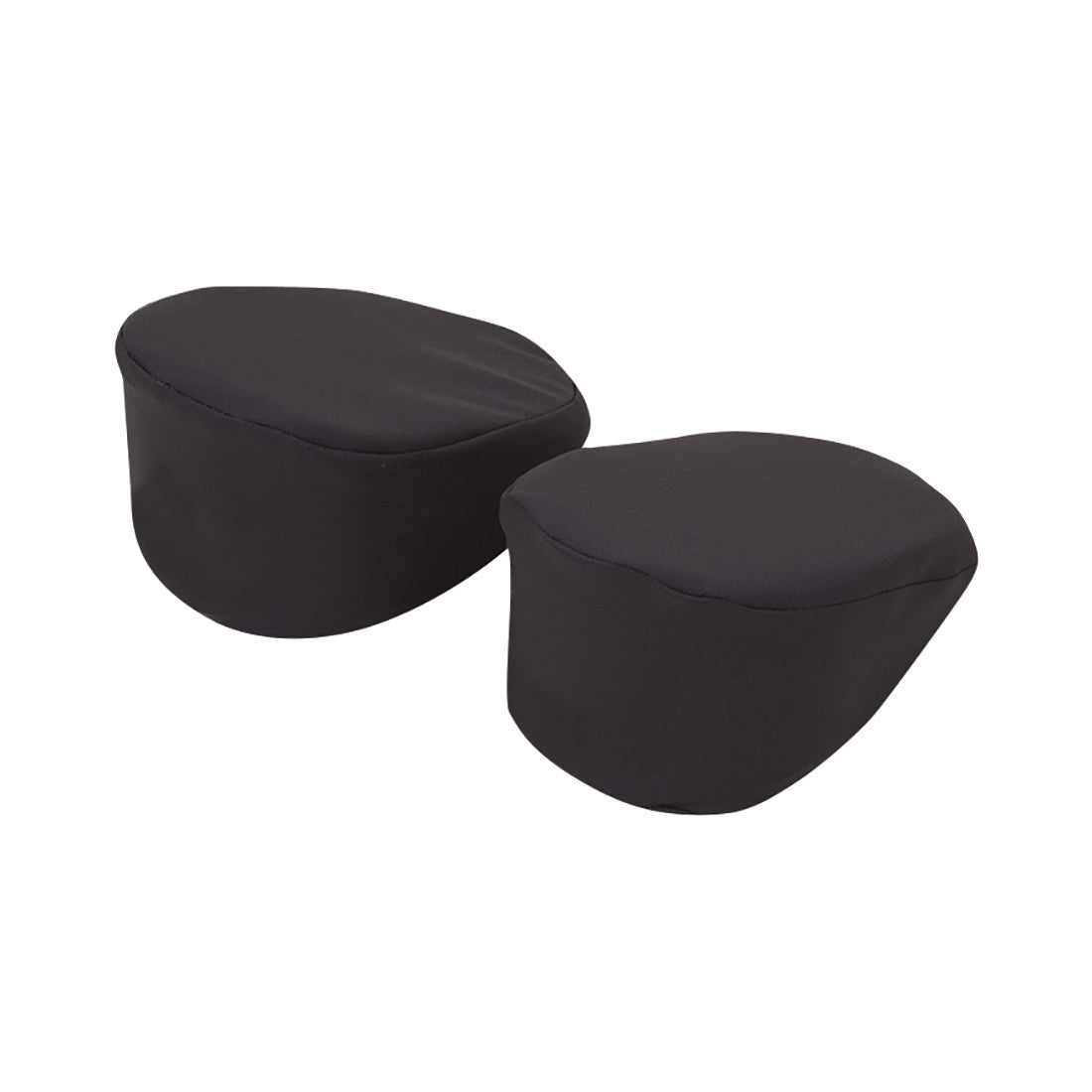 Two black MRI Curved Wedge Positioners designed for support and positioning during MRI scans, placed against a white background.