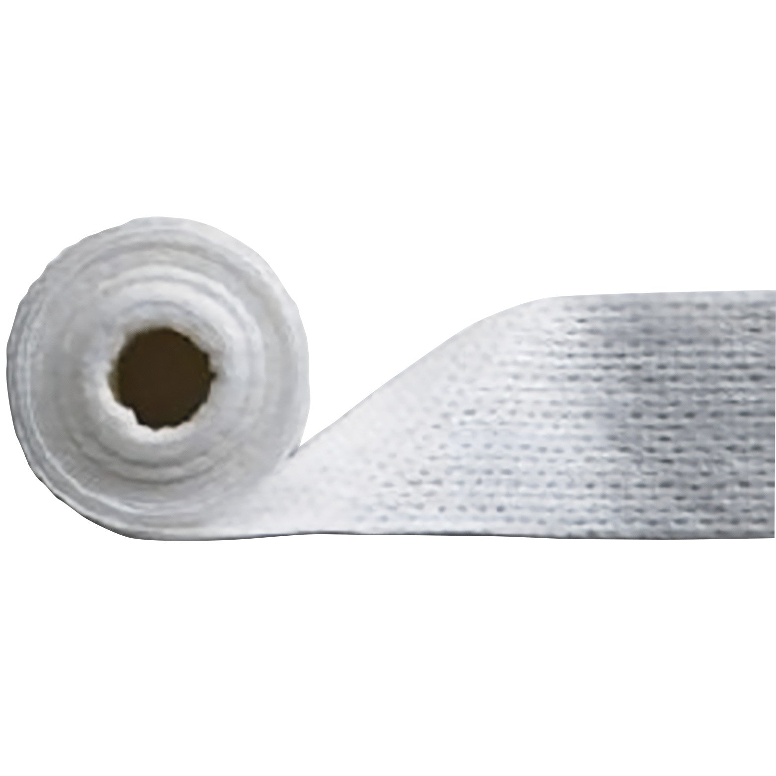A roll of Molnlycke Mesalt Sodium Chloride-Impregnated Gauze with one end partially unrolled, showing its textured surface.