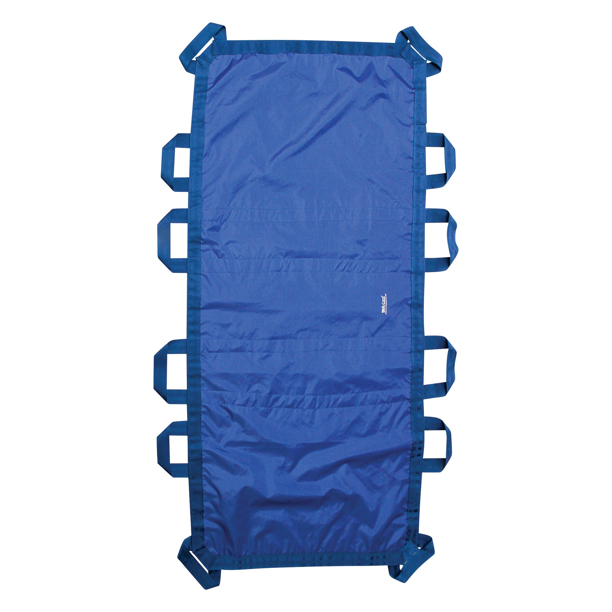 A blue SkiL-Care Bariatric Turner with multiple handles on each side for easy maneuverability.