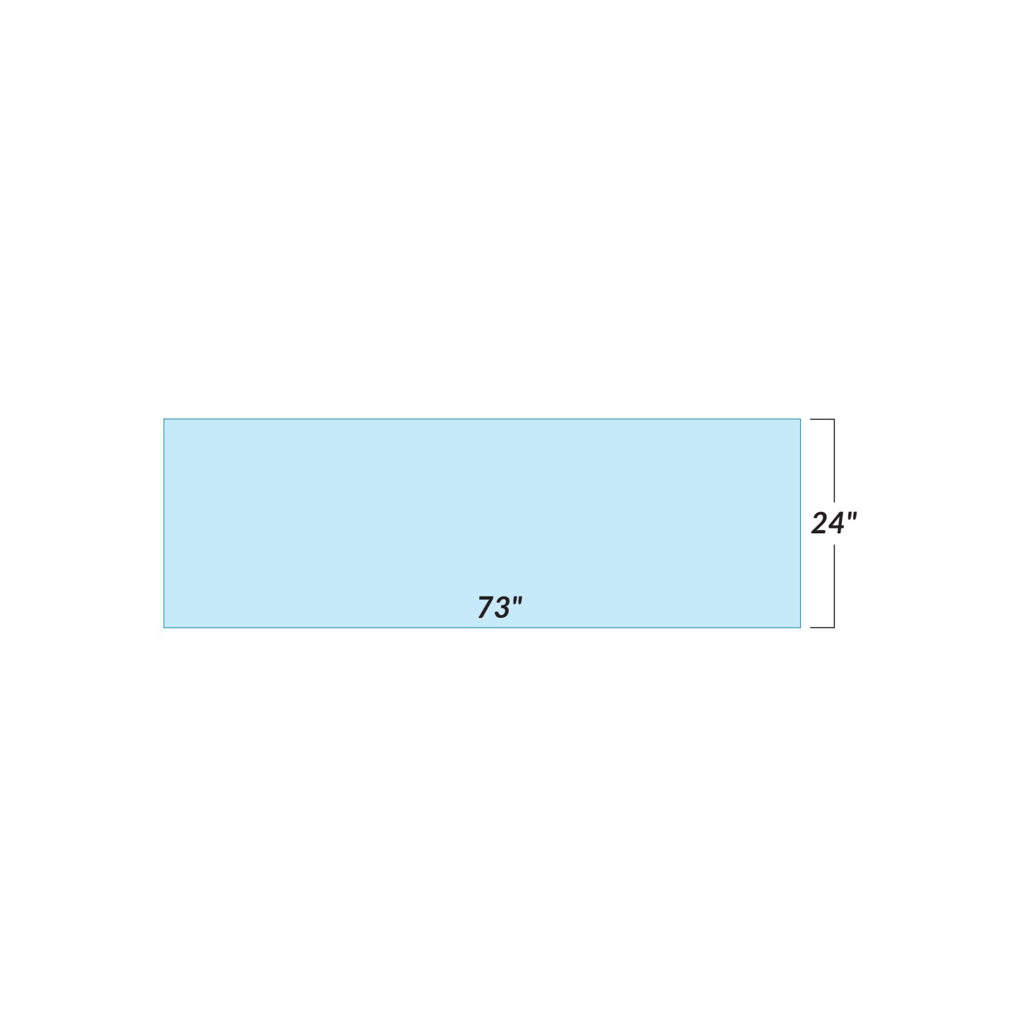 Rectangular blue surface, 73\" x 24\", labeled as AliMed Support Surface for GE 9800 Surgical Table.