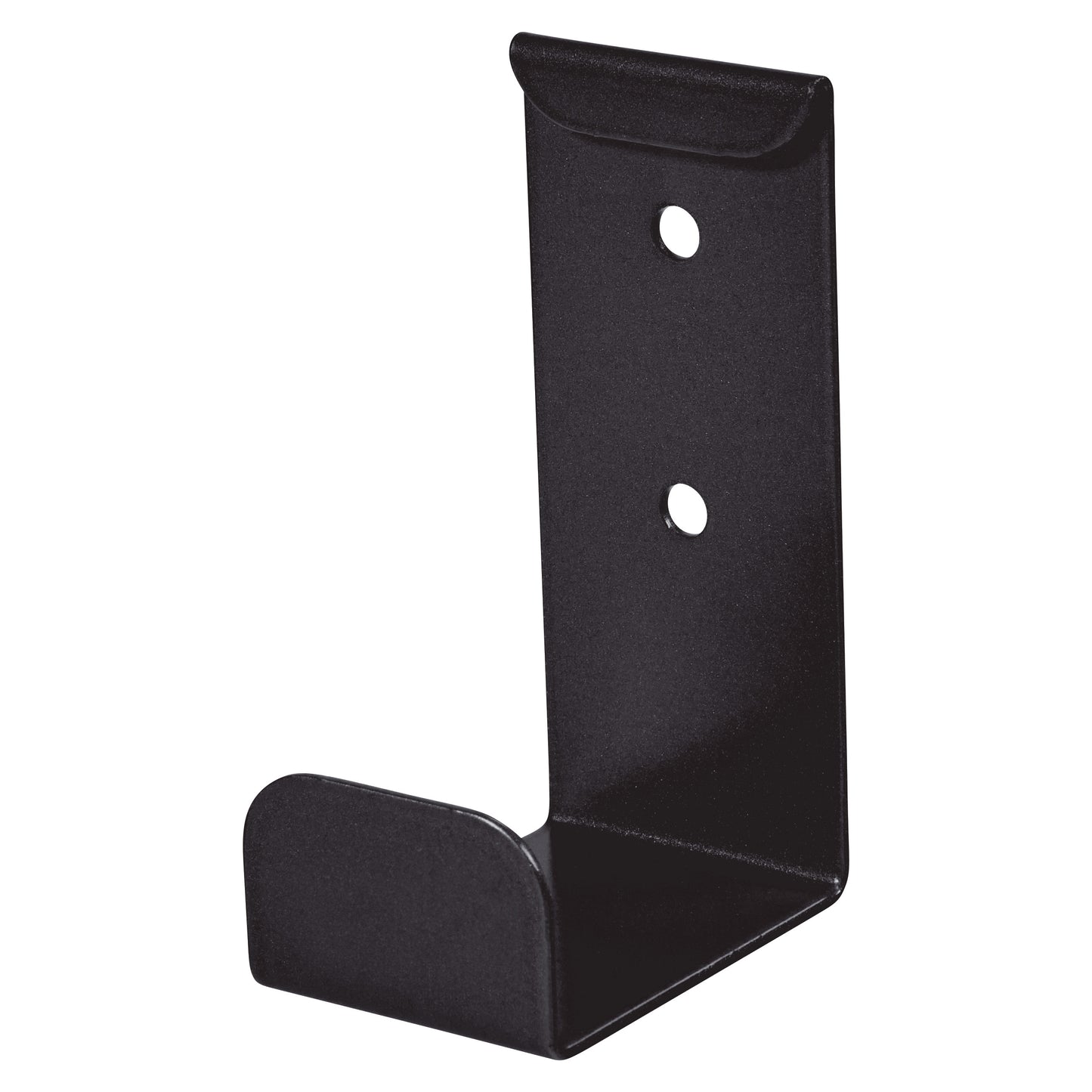 Black metal Hanger Bracket for AliMed Soft Gold Rollboard, featuring two mounting holes and a hook design for hanging.