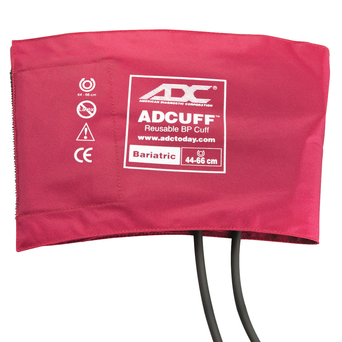 Red ADC Adcuff Bariatric Sphygmomanometer Cuff with white text, size 44-66 cm, for blood pressure measurement.