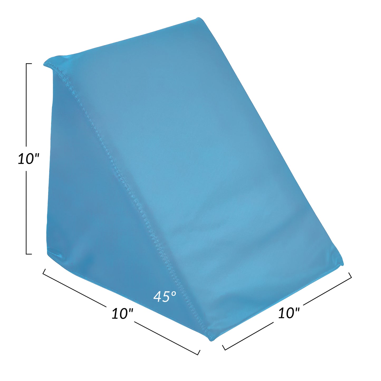 AliMed Vinyl-Covered 45 Degree Medium Wedge Positioner in blue vinyl with dimensions 10\" x 10\" x 10\" and a 45-degree angle.