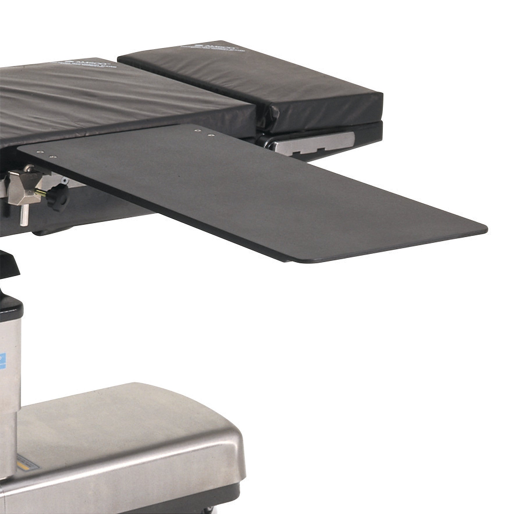 Hand Table Pad for Allen Carbon Light Rectangular Hand Table with a cushioned top and an extended flat surface for medical procedures.