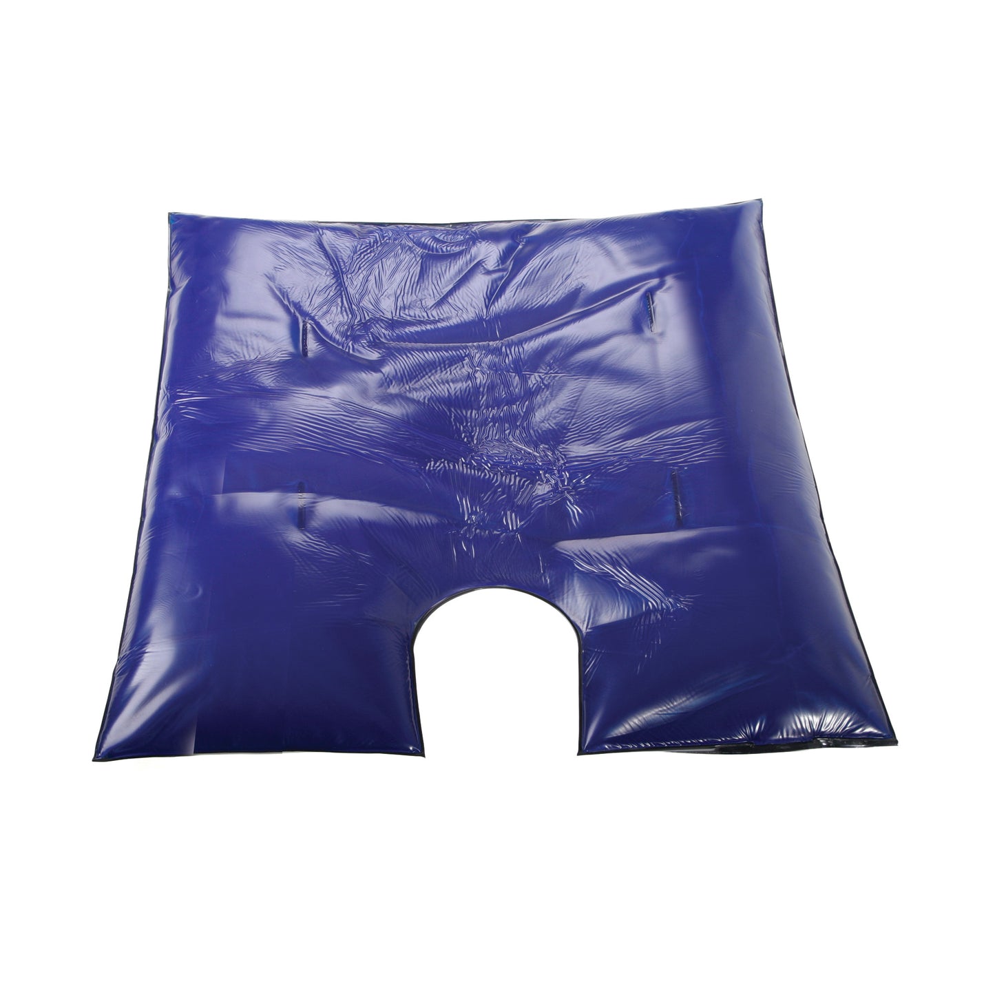 The AliMed Gel Bean Bag Positioner with Cutout is a blue, flexible cushion with a semicircular cutout in one corner.