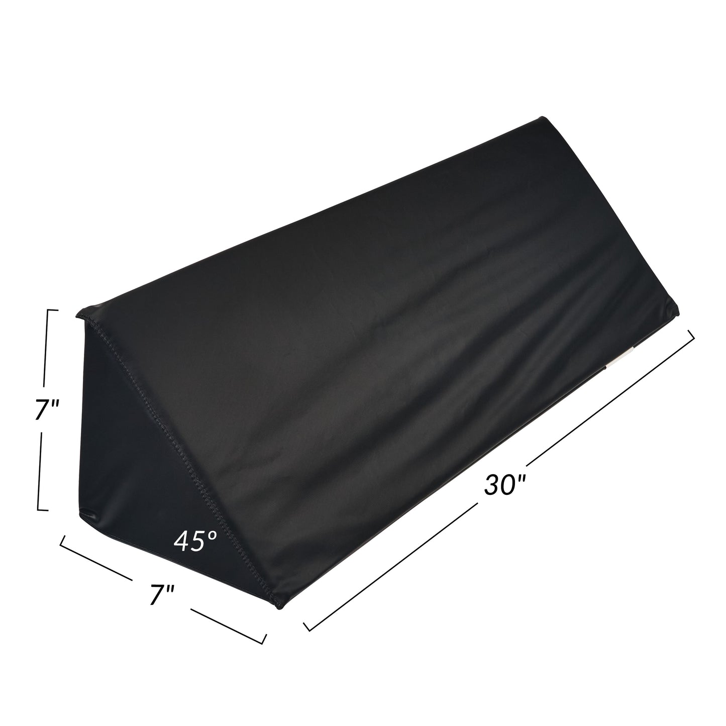 The image features an AliMed Vinyl-Covered 45 Degree Large Wedge Positioner, measuring 30\" x 7\" x 7\", angled at 45 degrees.