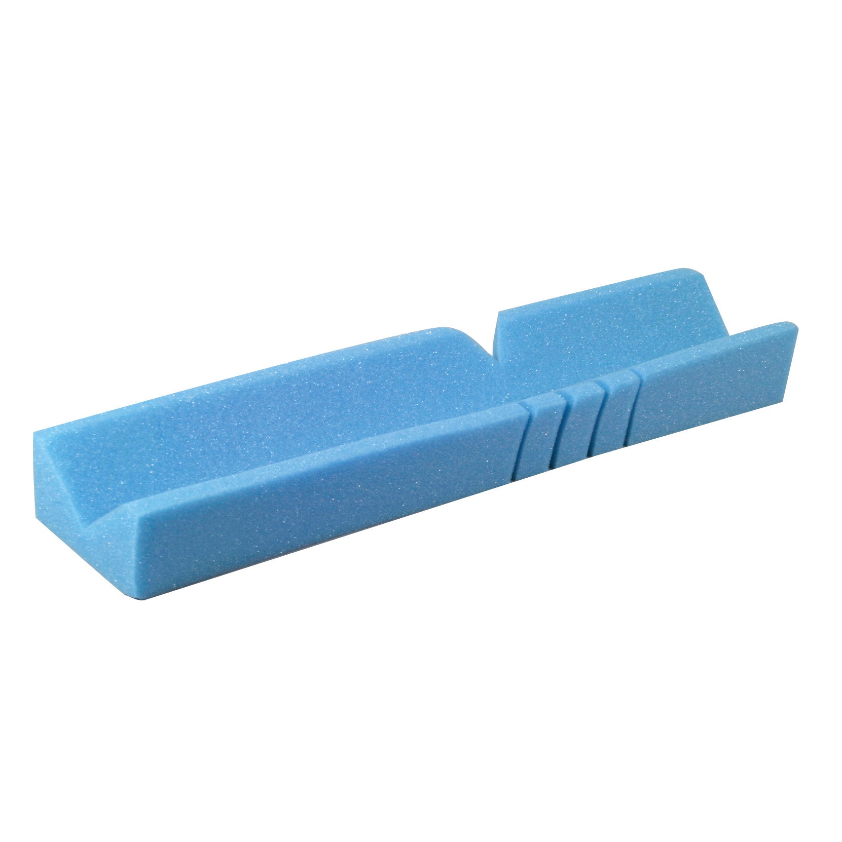 AliMed Compressed Arm Cradle is a blue foam support device with ridges, designed for comfortable arm positioning in medical settings.