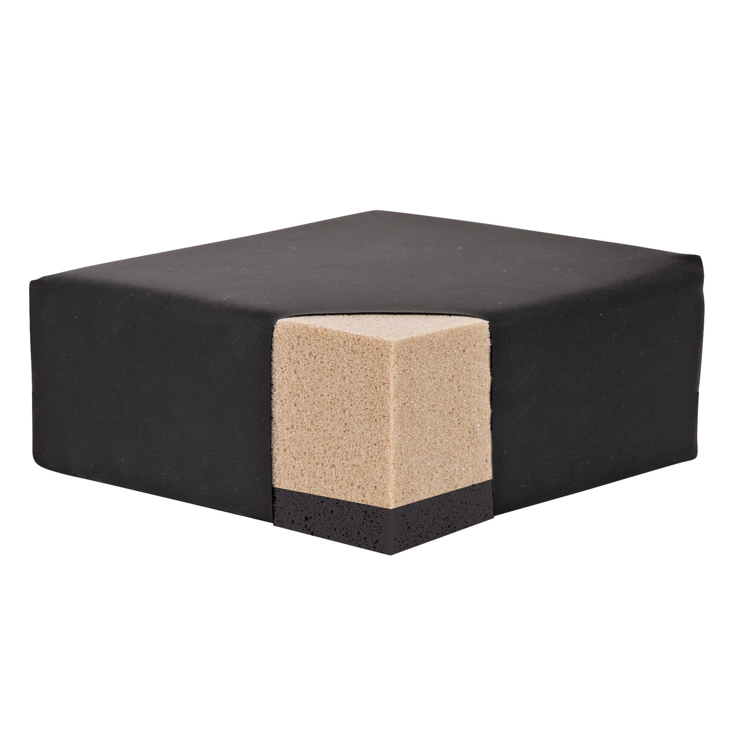 AliMed Seamless, Fluid-Proof Foam Armboard Pad with black outer cover and a cutout revealing beige foam interior and darker foam base.