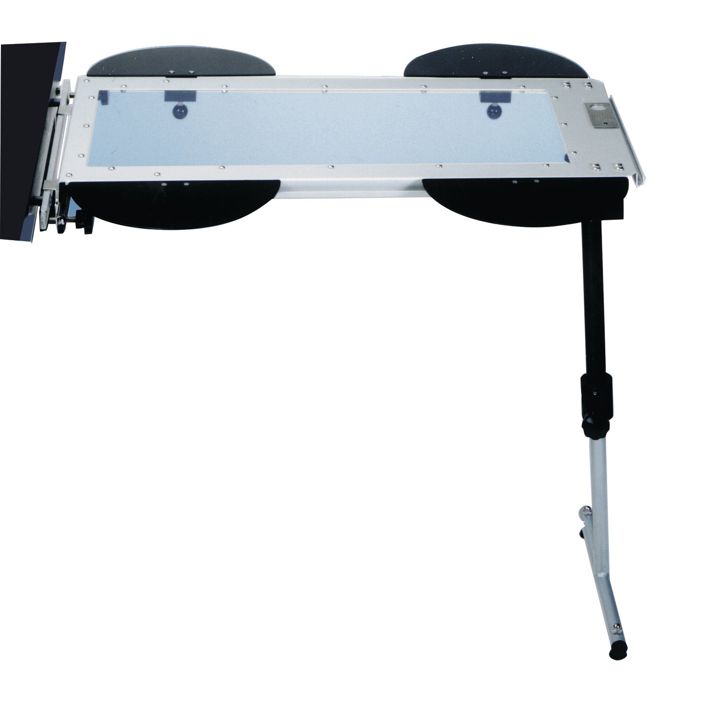 The Rycor Carbon Fiber Rail Mount Armboard Model 3100 features a sleek design with a rectangular surface and adjustable support arm.