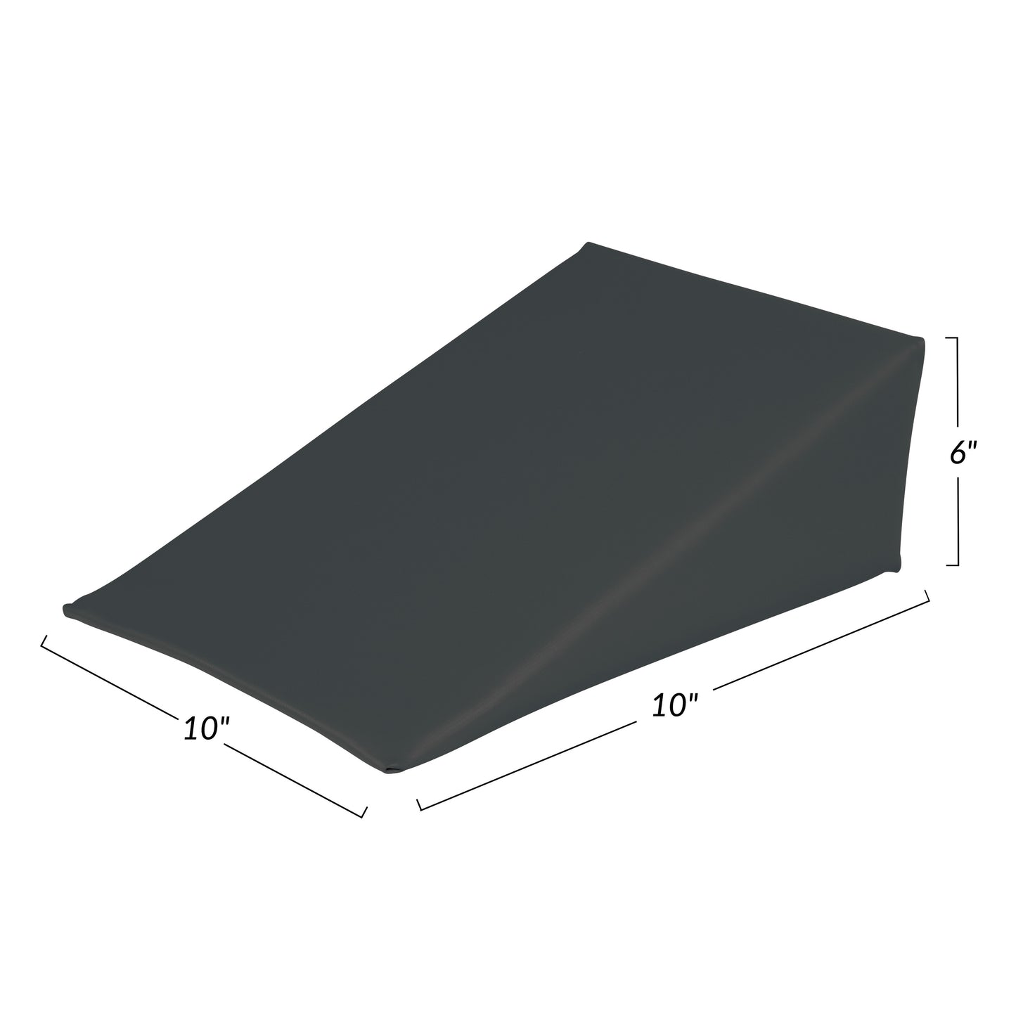 AliMed Vinyl-Covered 27 Degree Medium Wedge Positioner, shown in black. Dimensions: 10"x10"x6" with a sloping design.