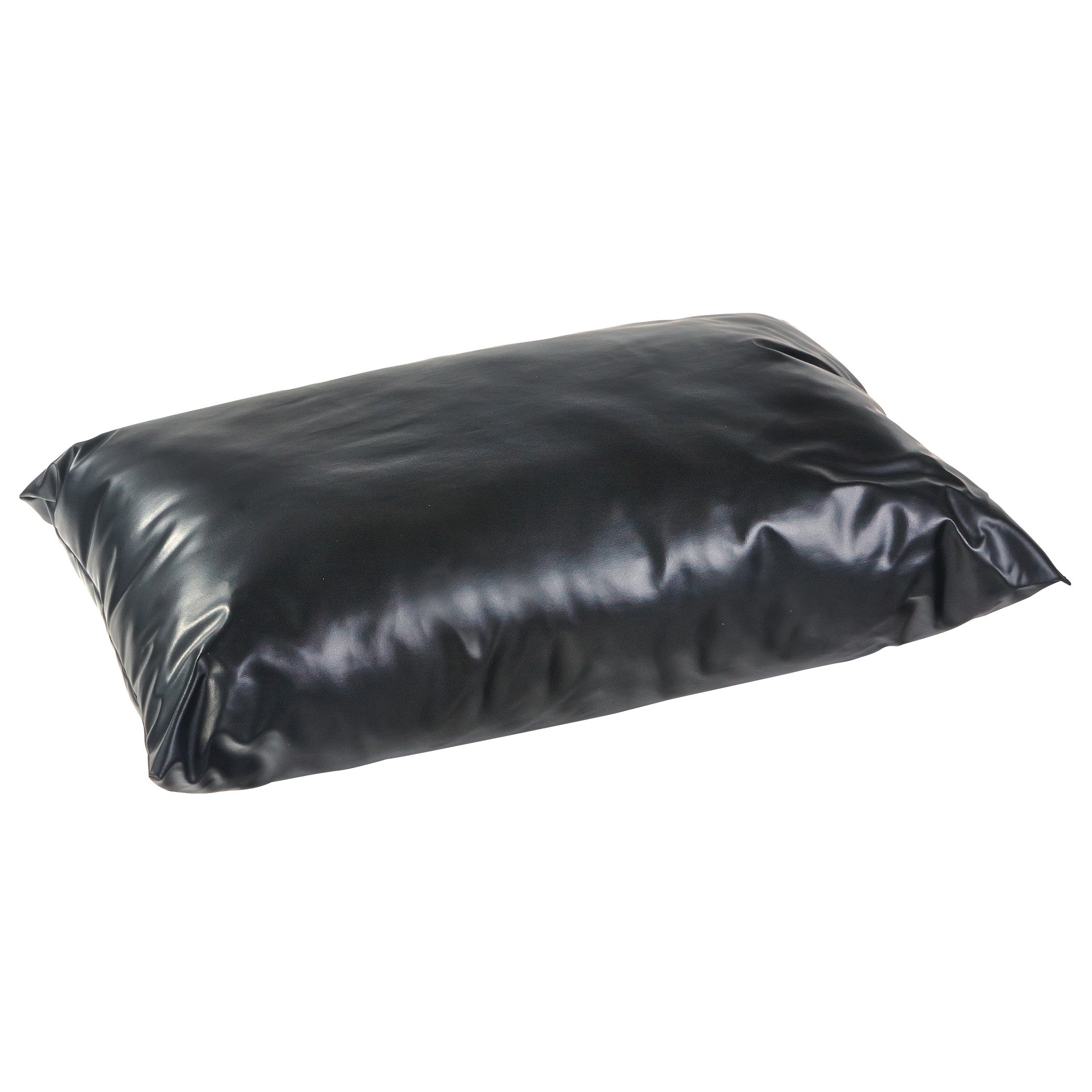 A black AliMed Conductive-Covered Pillow with a shiny, smooth surface, appearing rectangular in shape on a plain background.