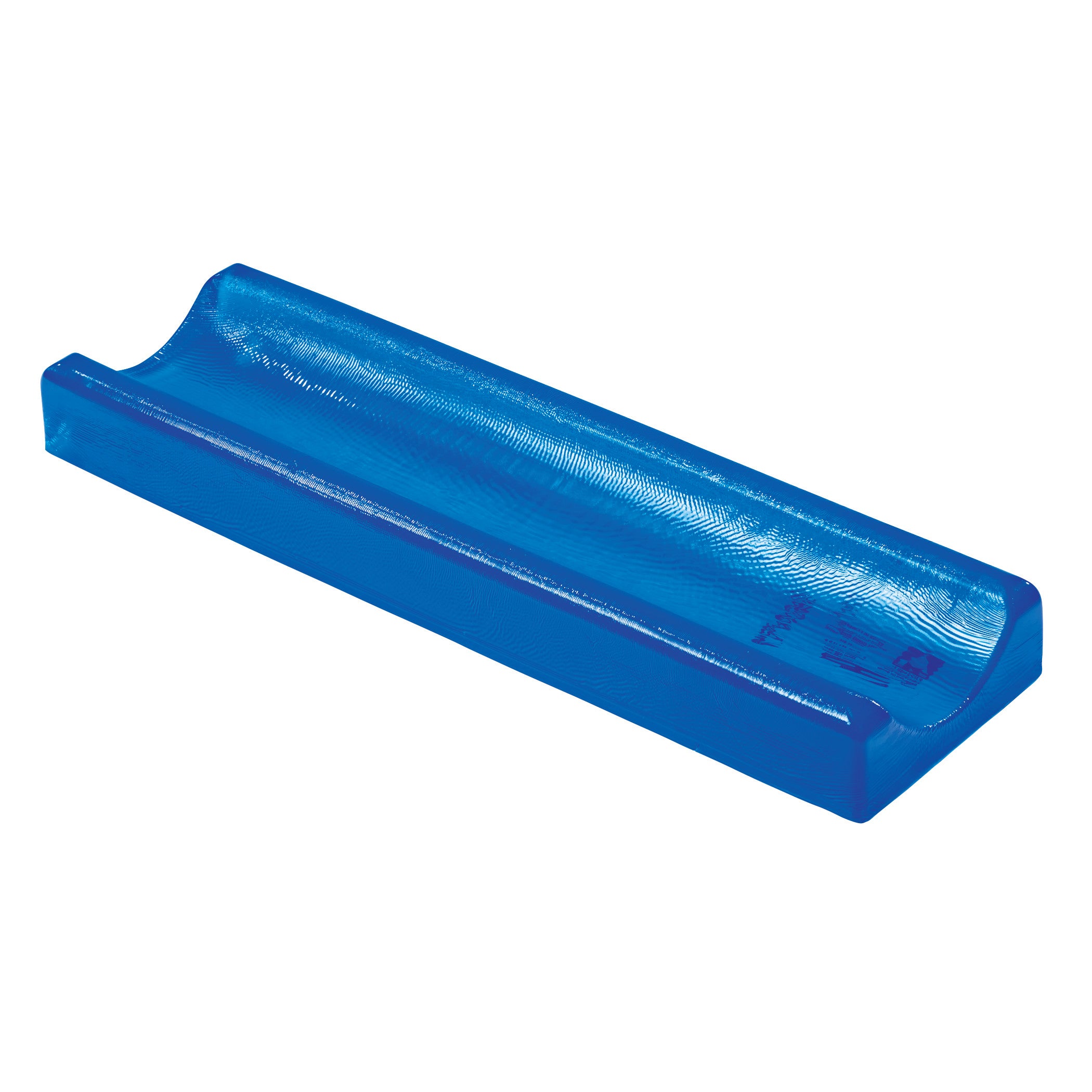 AliMed AliBlue Gel Contoured Armboard Pad, blue with a grooved surface for arm positioning, shown on a white background.