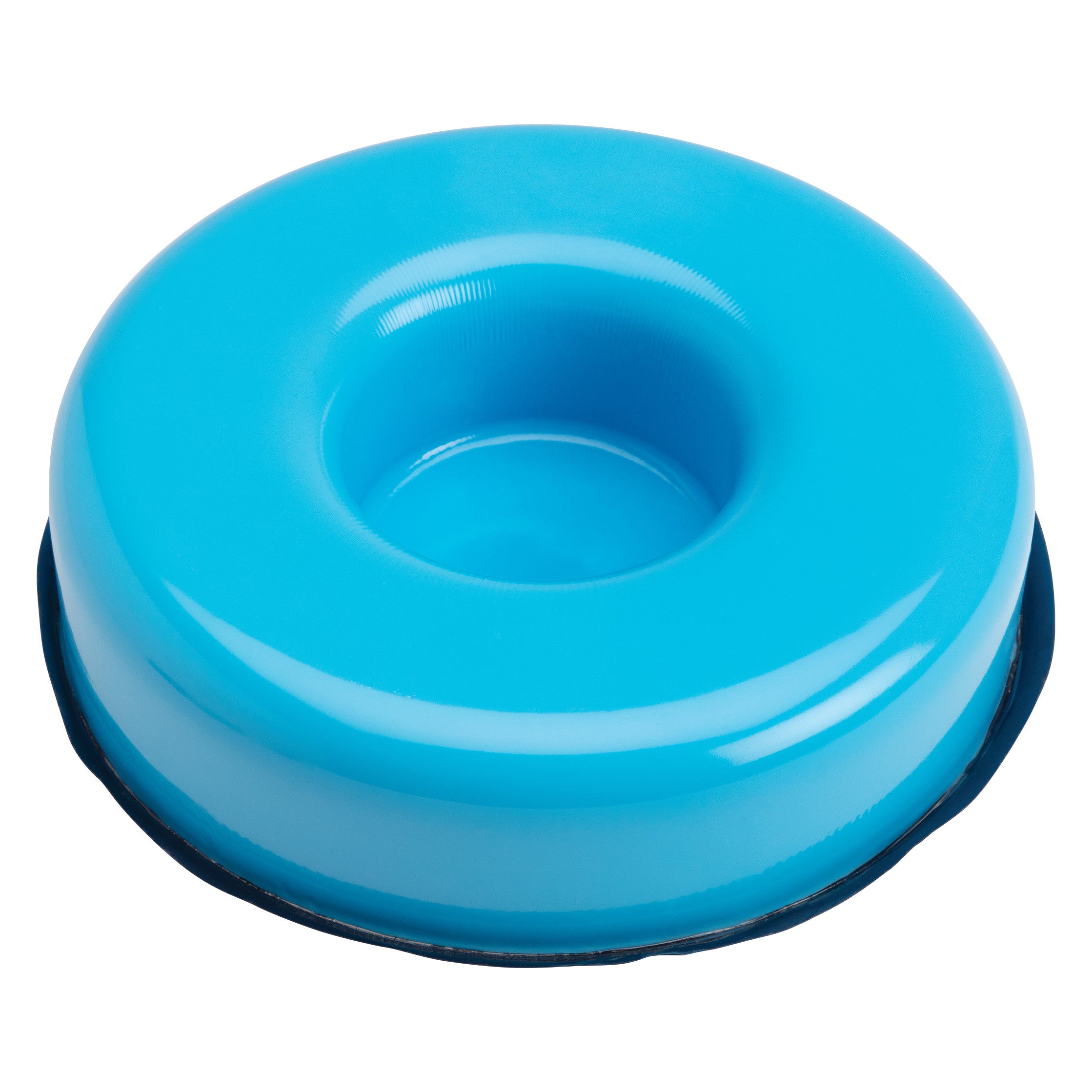 The AliMed AliBlue Lite Hybrid Gel Head Donut is a circular blue cushion with a central hole, used for head support.