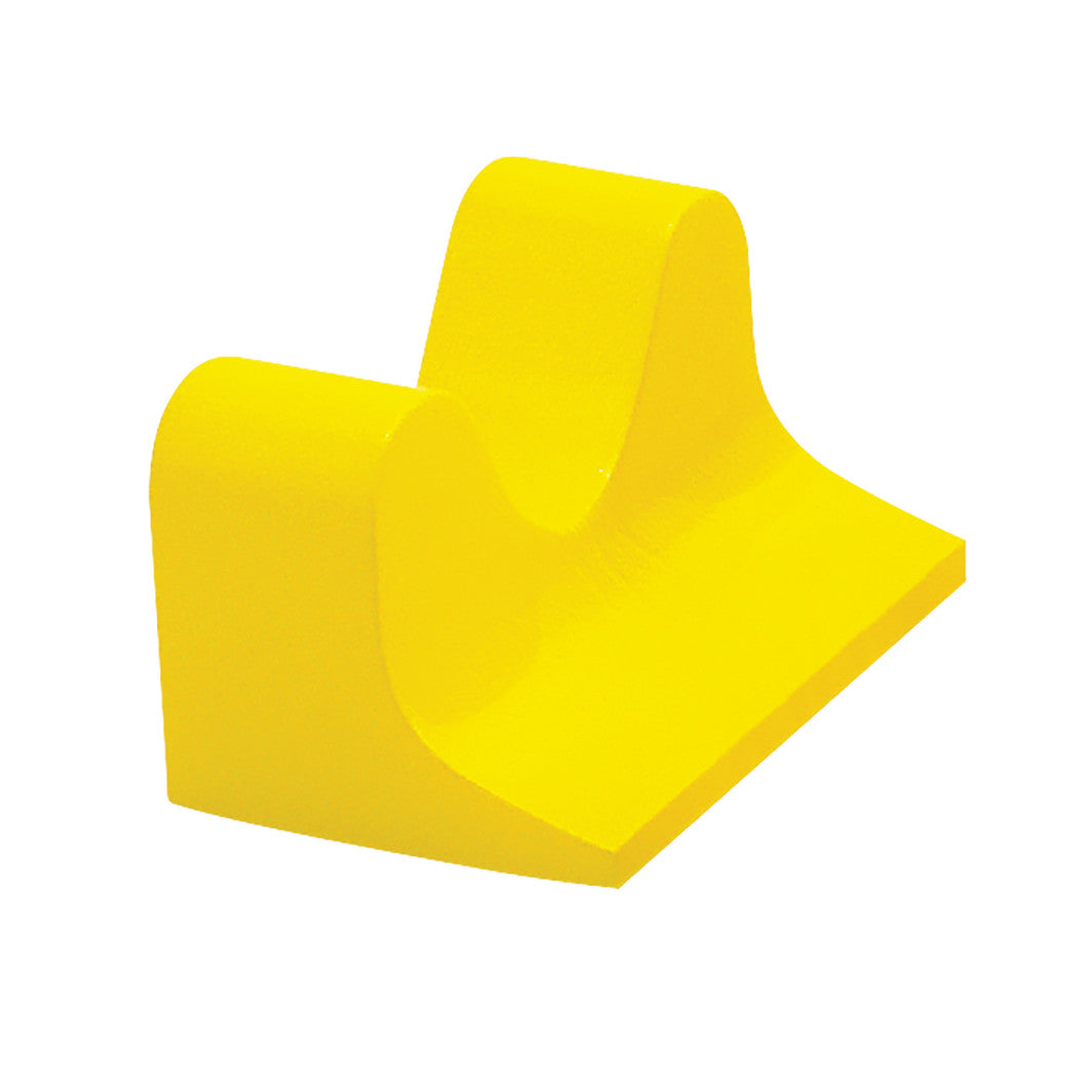 A yellow AliMed Protecta-Coat Neck and Headrest with a wave-shaped design for supporting the neck and head.