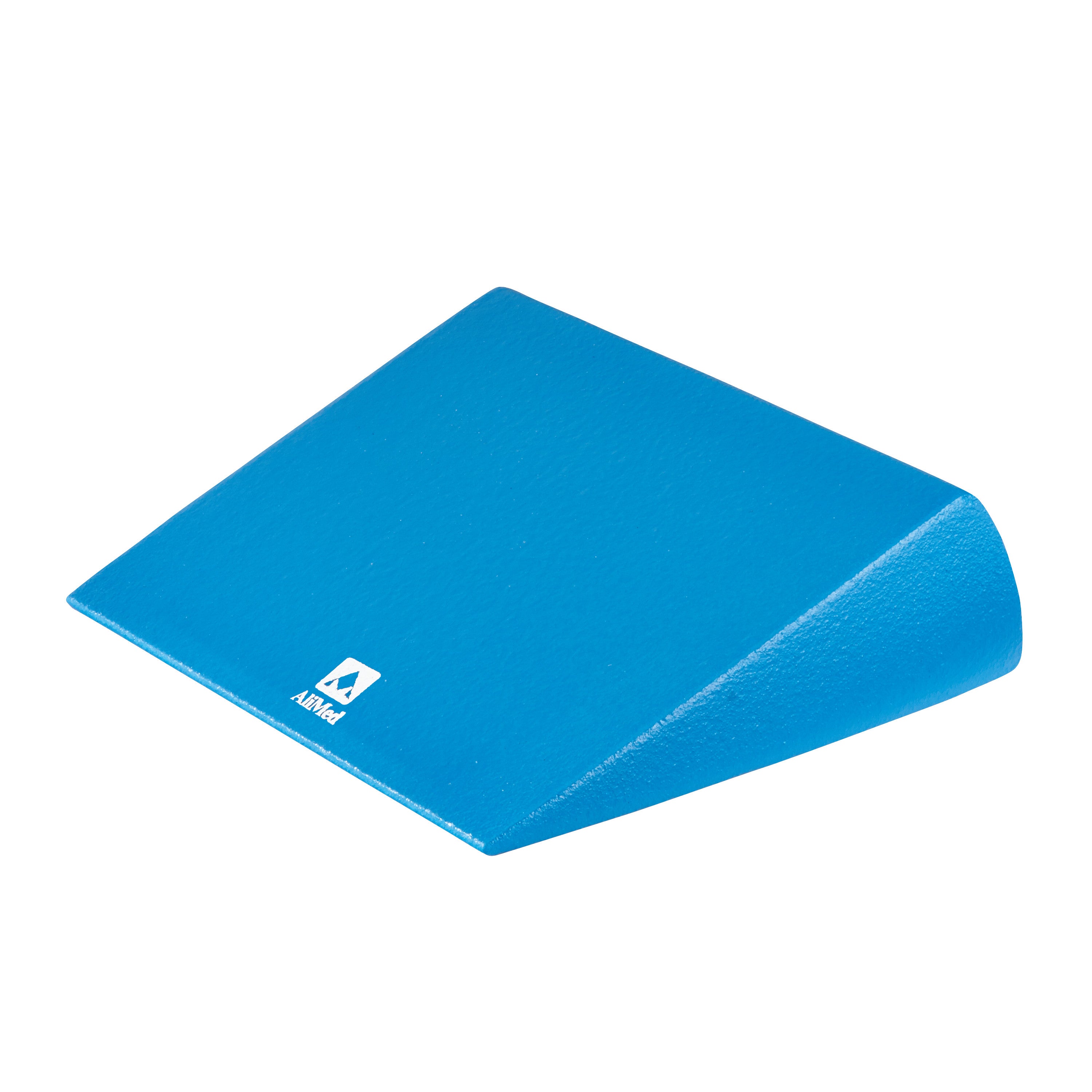 A blue AliMed InvisiCoat 15 Degree Wedge Positioner with a white logo is displayed at an angle on a plain white background.