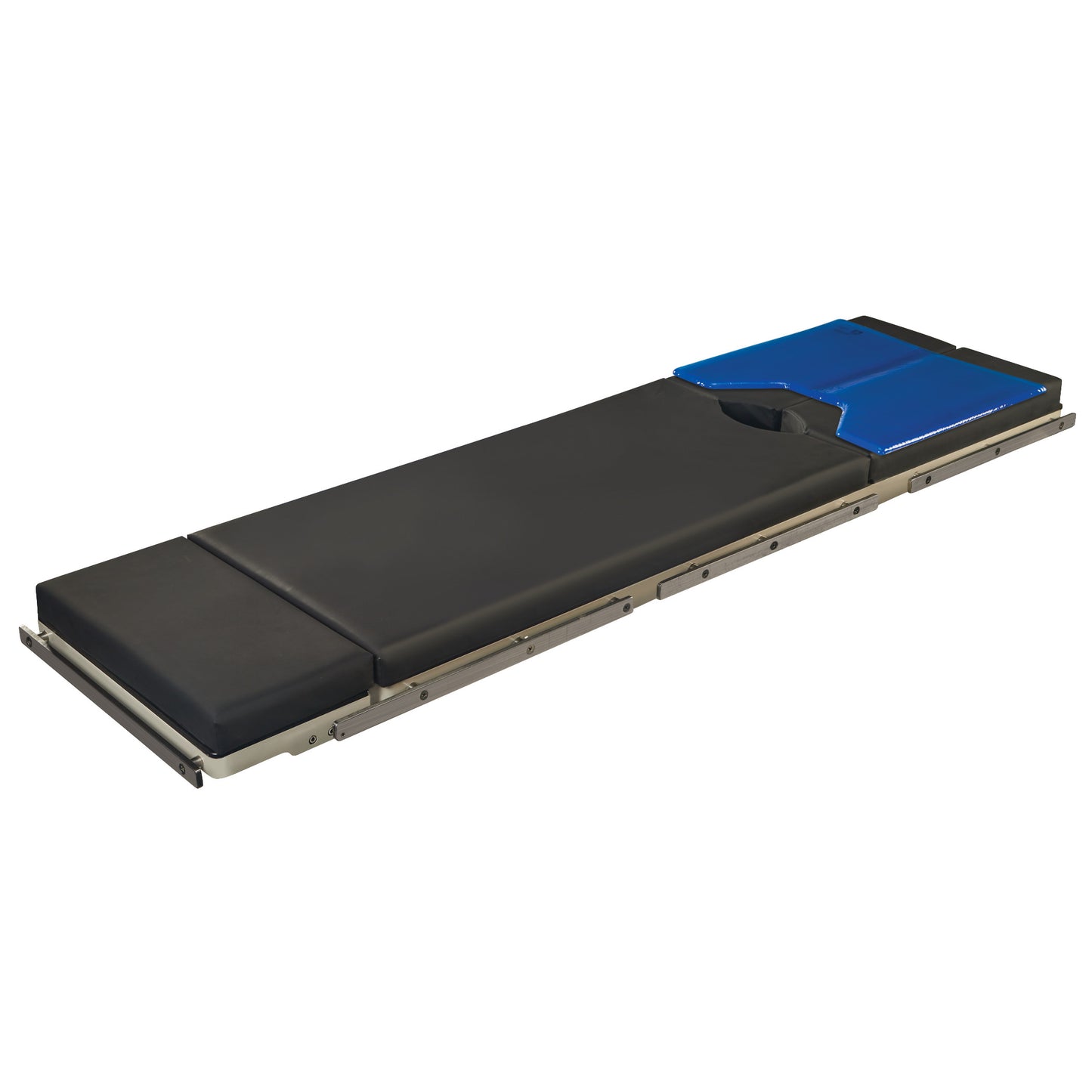 AliMed AliBlue Gel Foot Section Surface Overlay with Cutout, featuring a black cushion with a blue top section and cutout design.