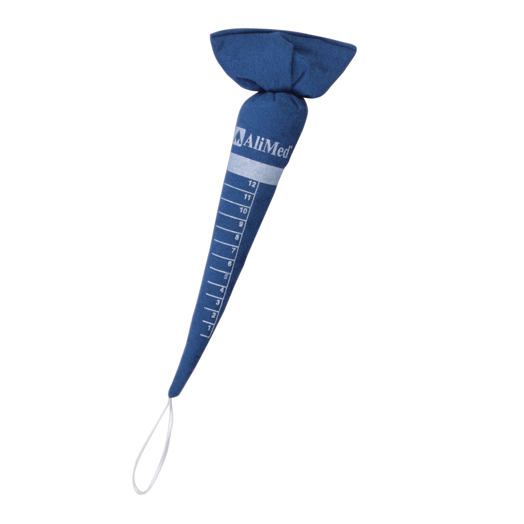 Blue Replacement Carrot for AliMed Antimicrobial-Treated Therapy Carrot Hand Contracture Orthosis Kit, with marked measurements.