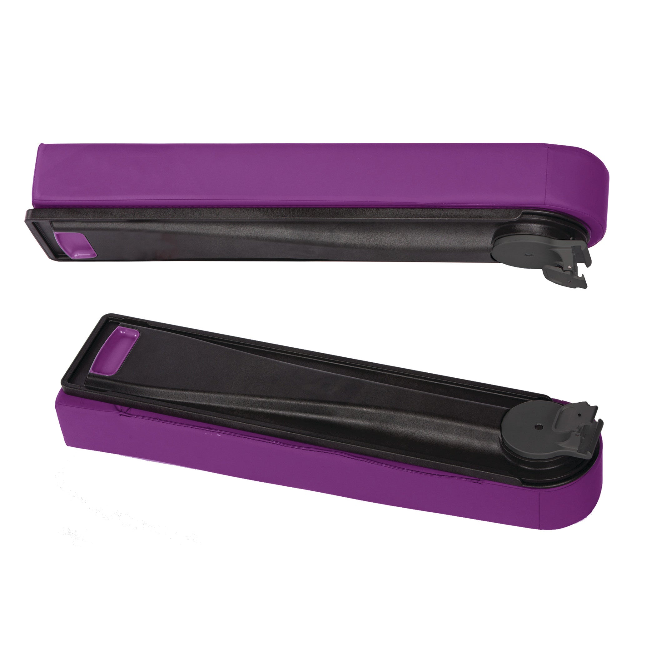 KYRA Trigger Armboard for US Surgical Table Side Rail features a purple padded surface with adjustable black components for arm support.