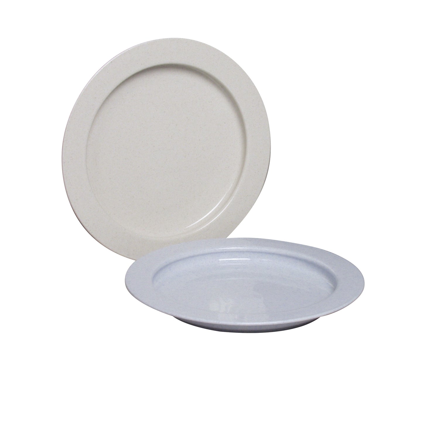 Two round ceramic plates are shown. The "Inner Lip Plate" has a slightly raised edge, with one plate standing and one lying flat.