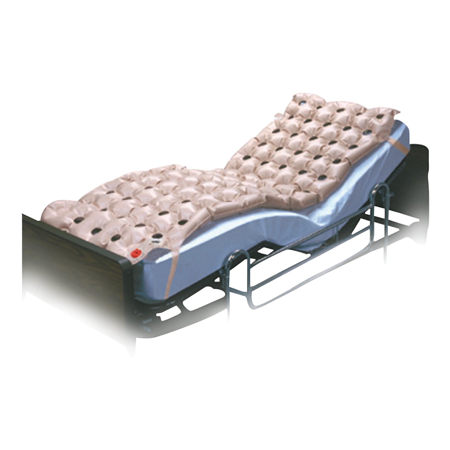 An EHOB WAFFLE Mattress Overlay on an adjustable hospital bed, designed for pressure relief and comfort.