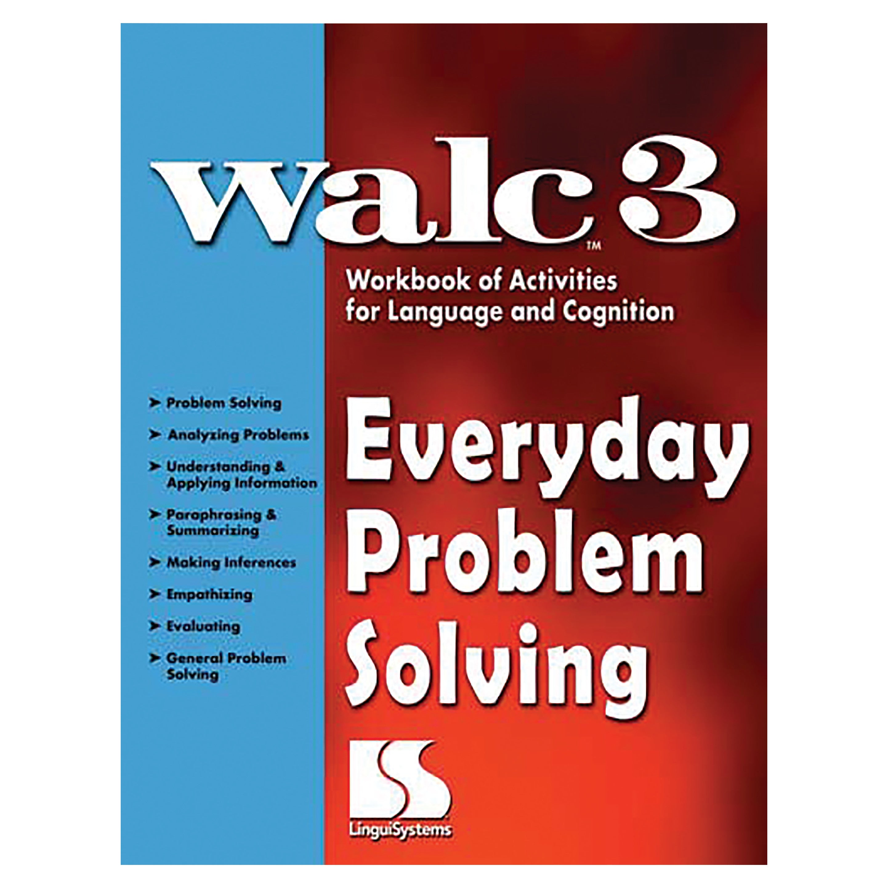 WALC 3 Everyday Problem Solving book cover features a blue and red design, listing cognitive skills like problem solving and evaluating.