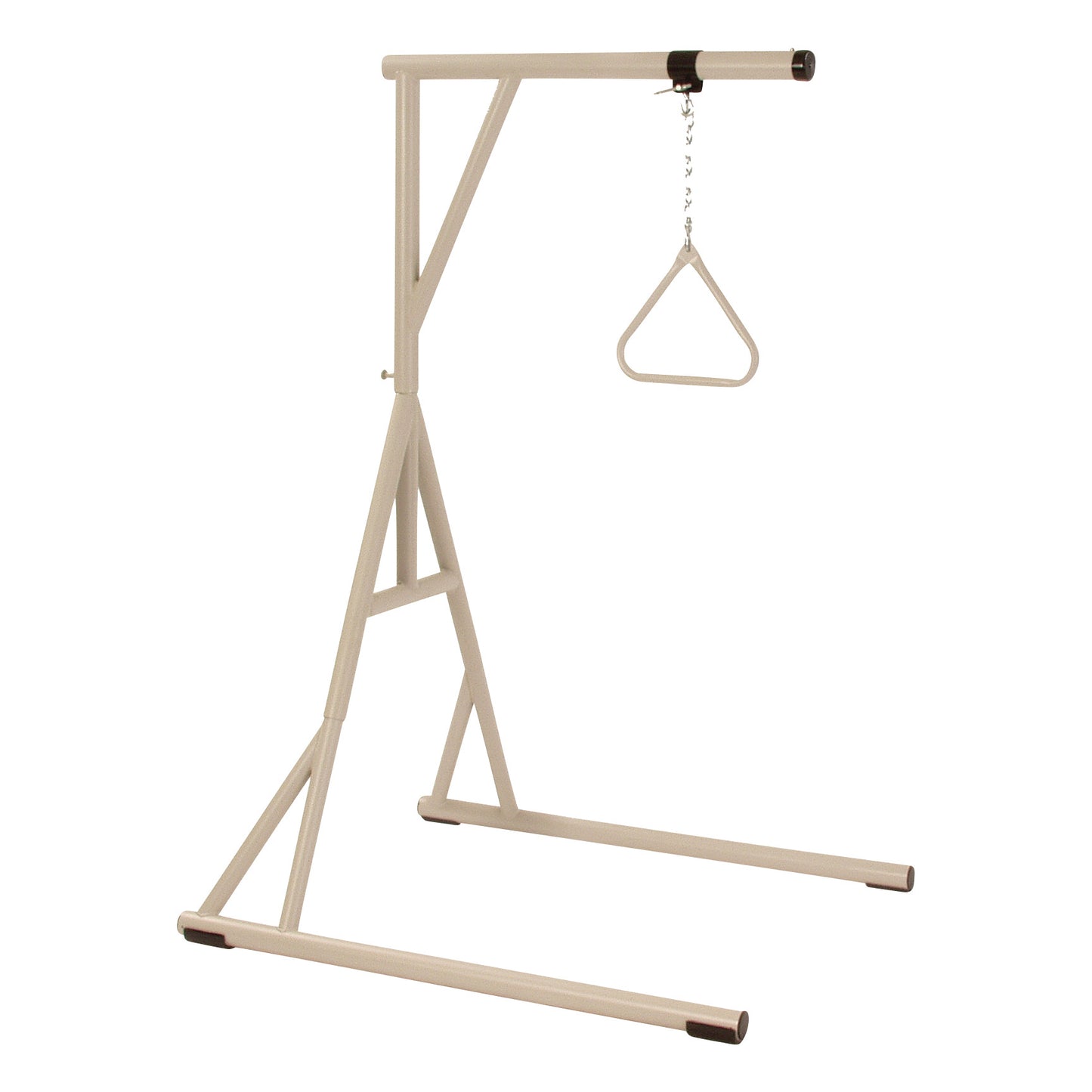 The Invacare Bariatric Trapeze is a sturdy, freestanding frame with a triangular grip for assisting patients in bed mobility.