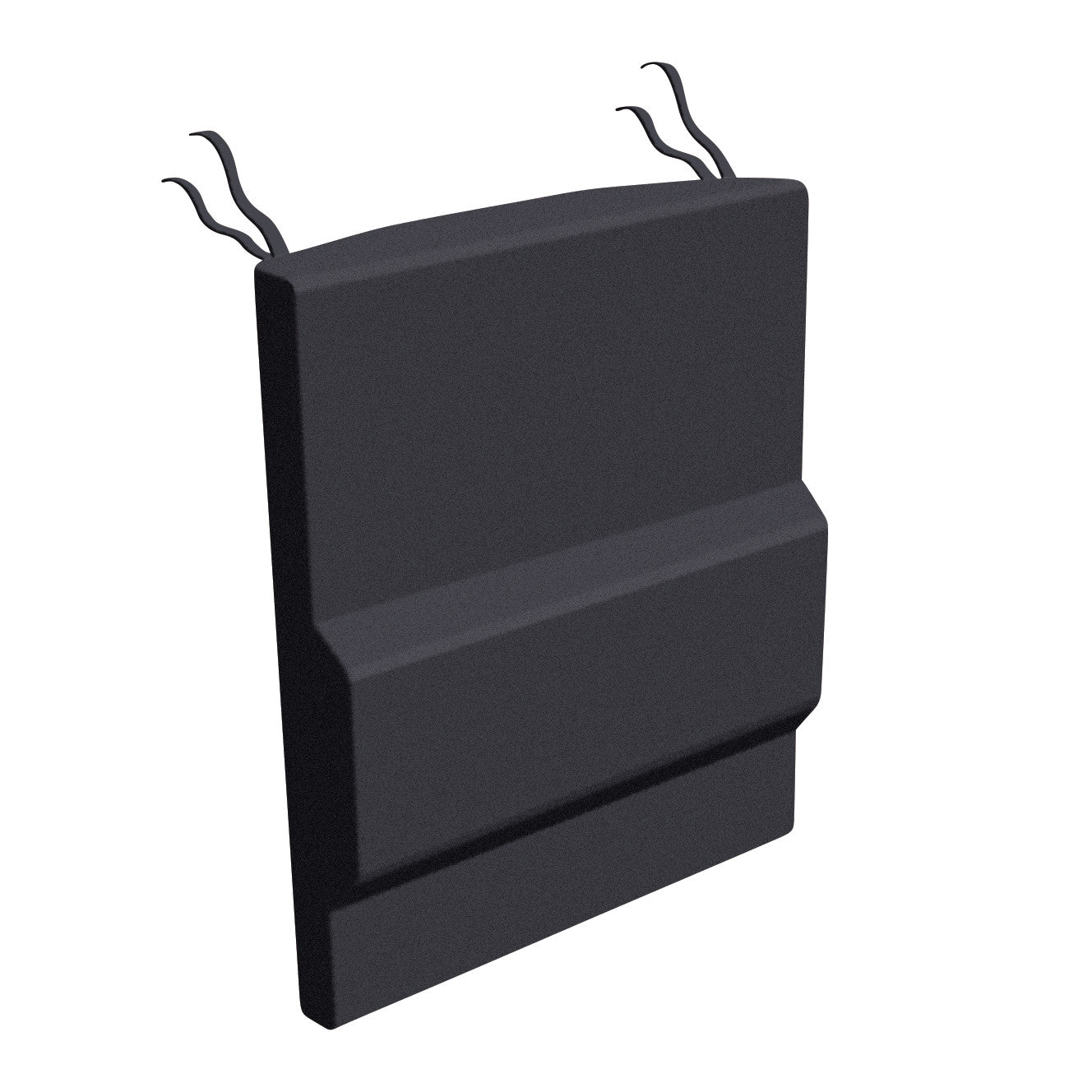 The AliMed Convex Back Support Cushion, a contoured dark cushion with straps for attaching to a chair.