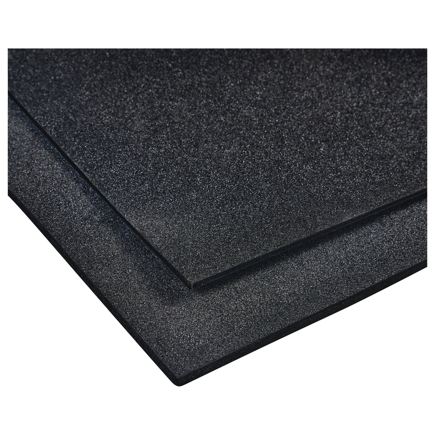 Two overlapping sheets of AliMed Plastazote #3 foam, with a textured black surface.