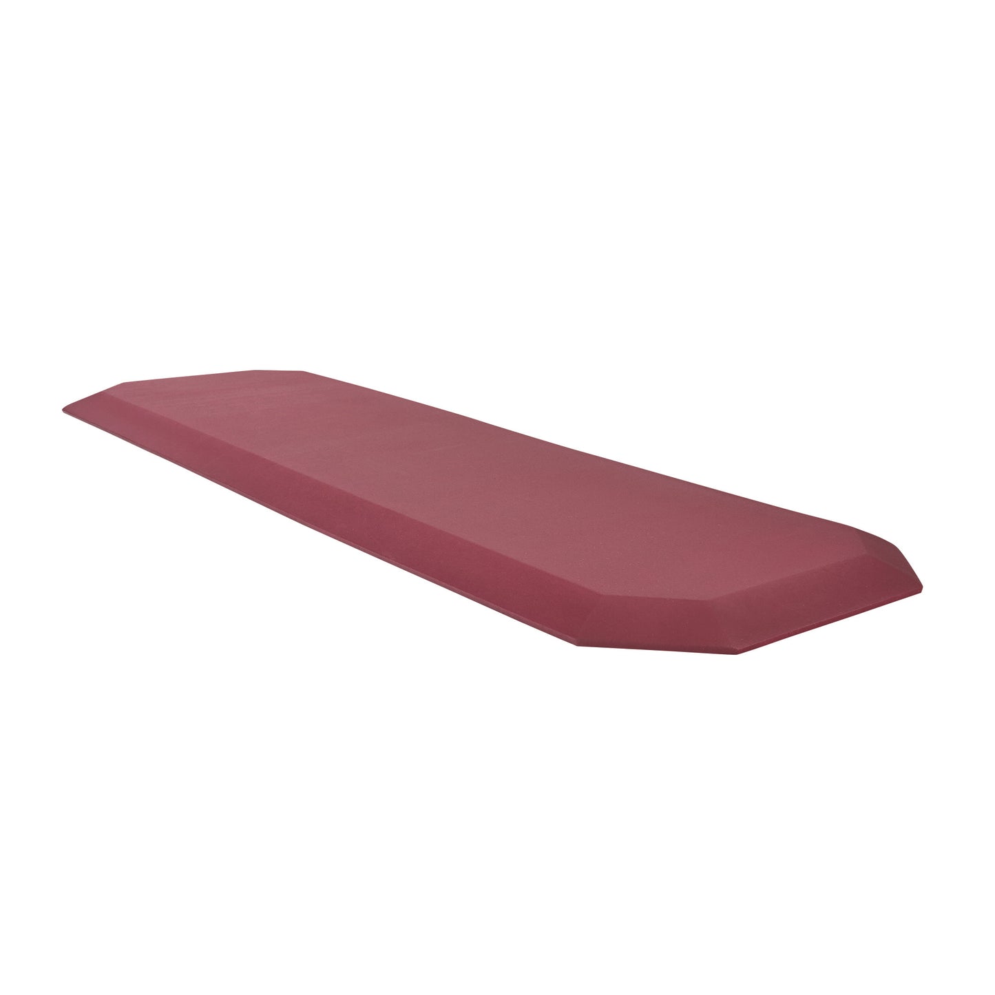 A red Trip-Resistant Bedside Fall Mat with beveled edges is shown on a white background.