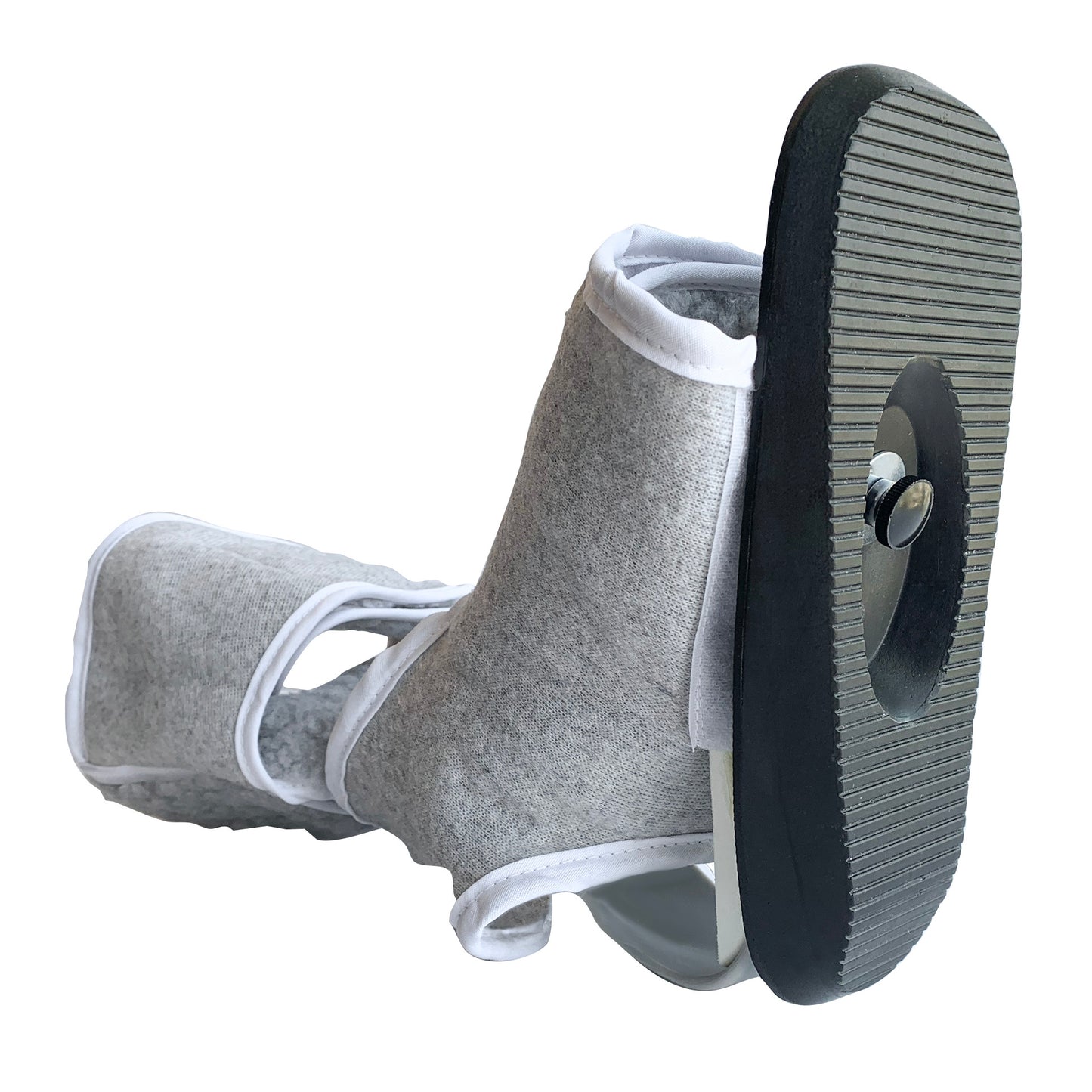 The AliMed MultiBoot Standard Contracture Boot. It has a gray fabric with white trim and a black textured sole.