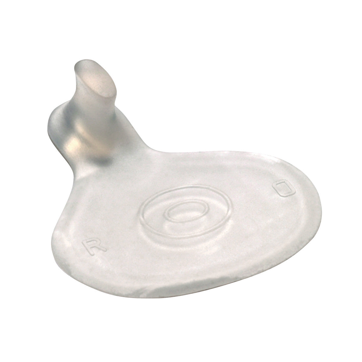 Clear Silipos Softzone Gel Metatarsal Pad with Toe Spreader, featuring a round pad and attached toe separator for foot comfort.