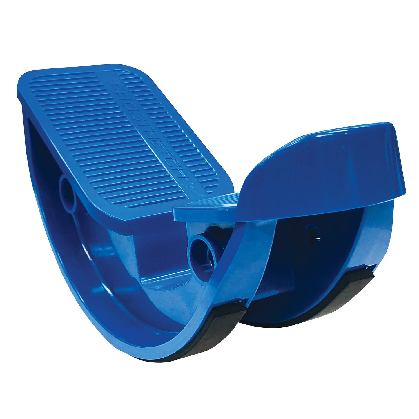 The Medi-Dyne ProStretch Calf and Foot Stretcher is a blue plastic device with a curved base and textured footplate.