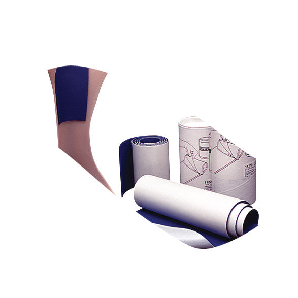 Silipos Pressure Relief Padding, featuring blue padding sheets and rolls, shown applied to a foot model with packaging visible.