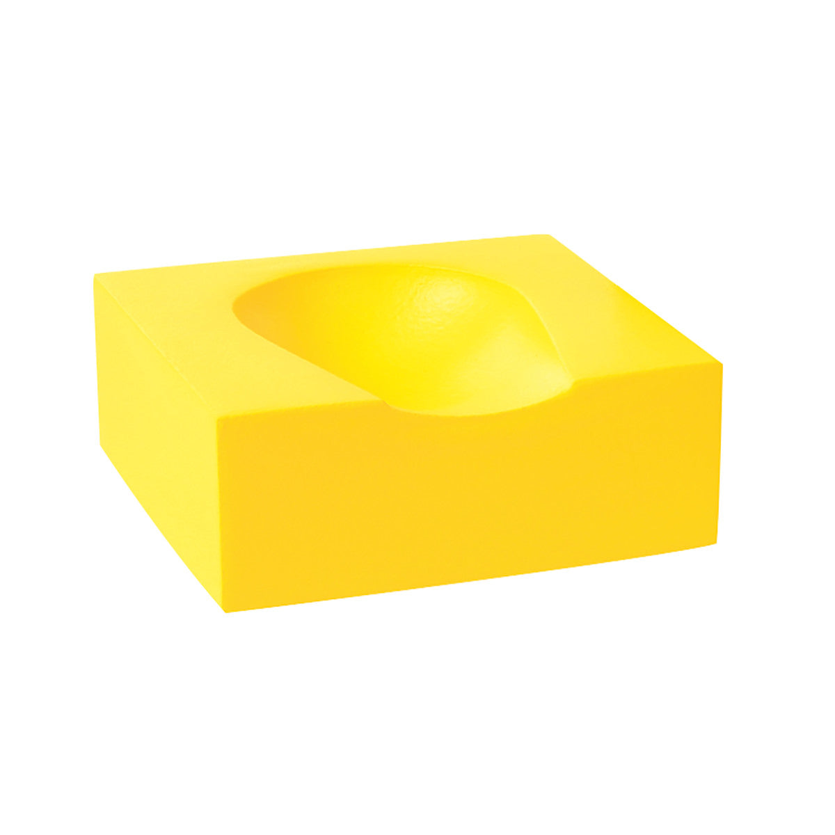 A bright yellow AliMed Protecta-Coat Occipital Head Support with a contoured indentation designed for secure head placement.