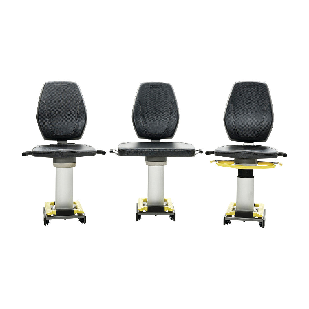 Three SciFit PRO1000 Upper Body Exercisers are shown, each with a black seat, adjustable handles, and a sturdy metal base.